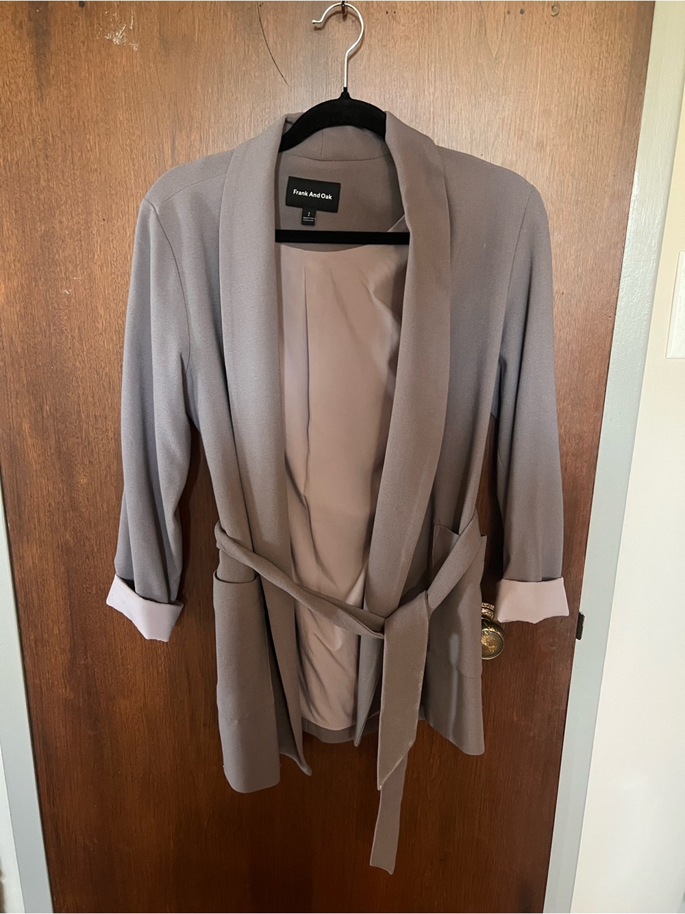 Frank & Oak Women's Taupe Belted Open Front Blazer and Pants matching set